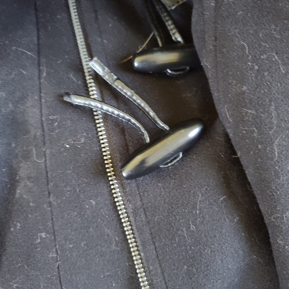 Woman Black Pea coat Jacket with Hood - Picture 6 of 6